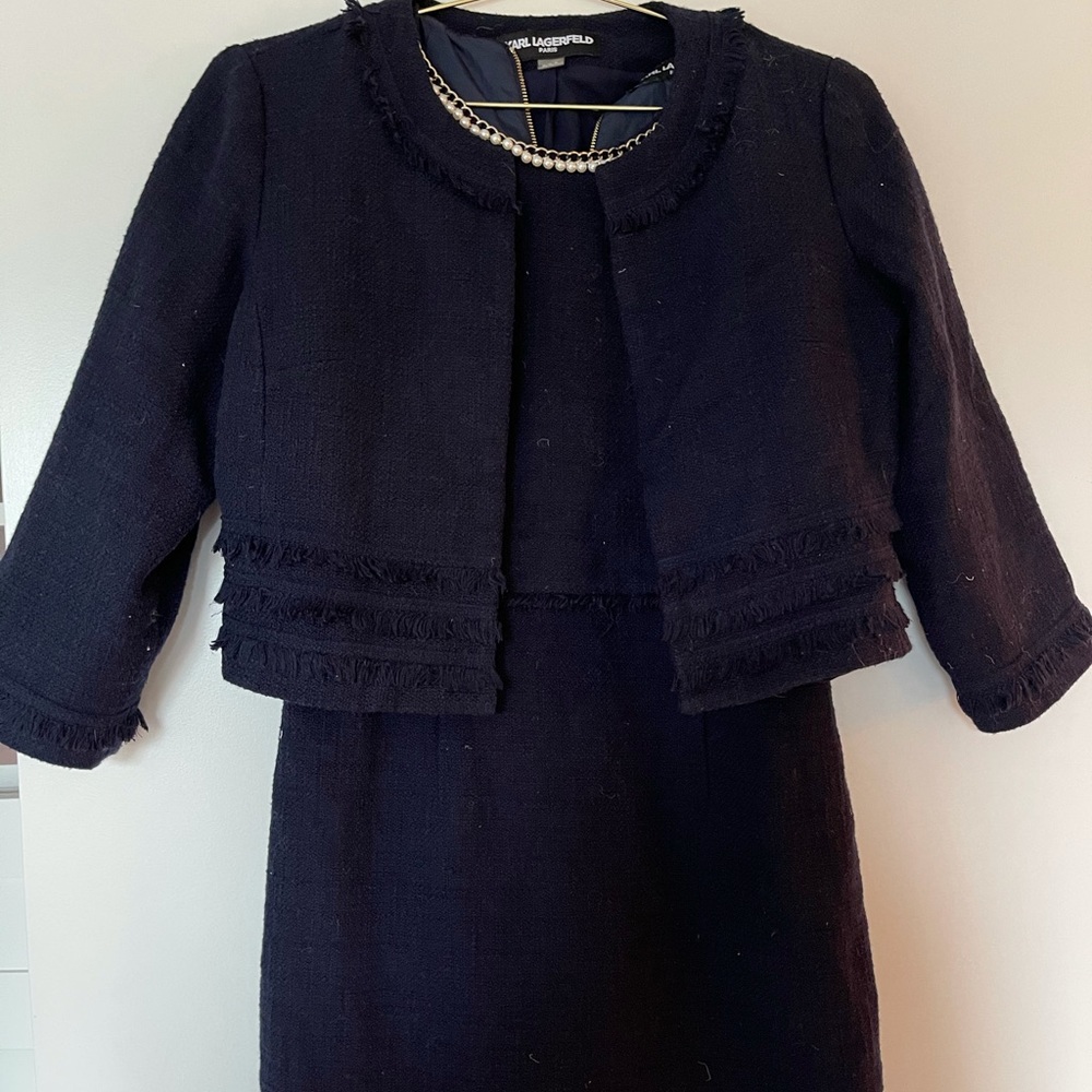 Karl Lagerfeld dress and cropped jacket